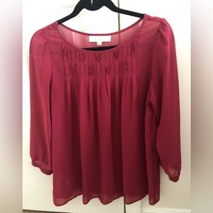 Burgundy Loft Sheer Blouse